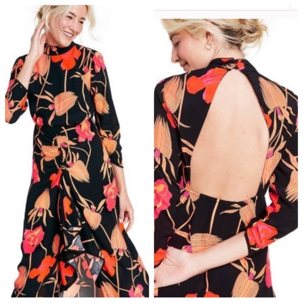 RIXO x Target Floral Open Back Cascade Ruffle Dress